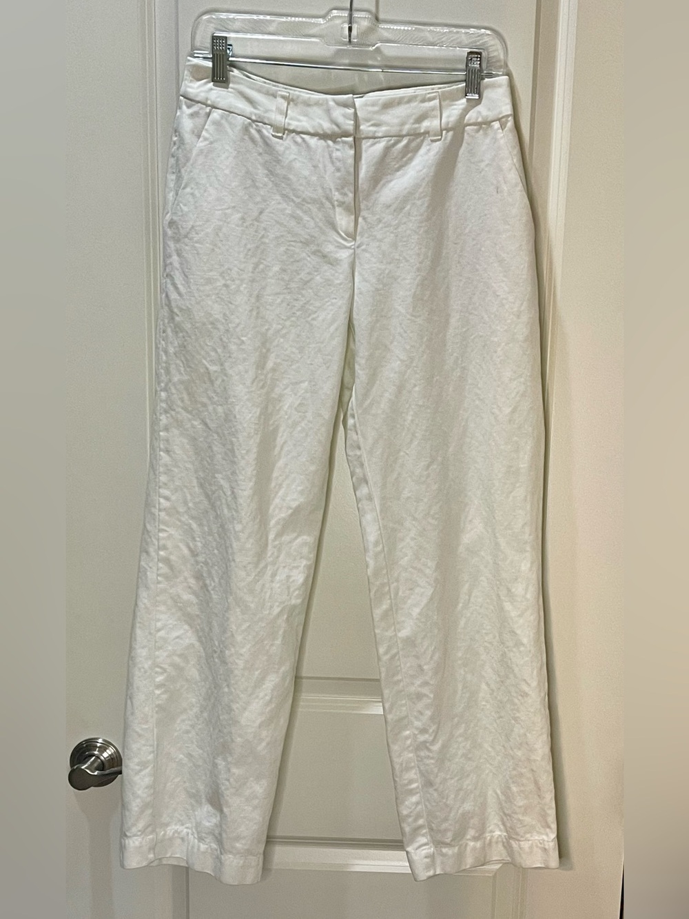J. Jill White Linen Blend Straight-Leg Pants 6